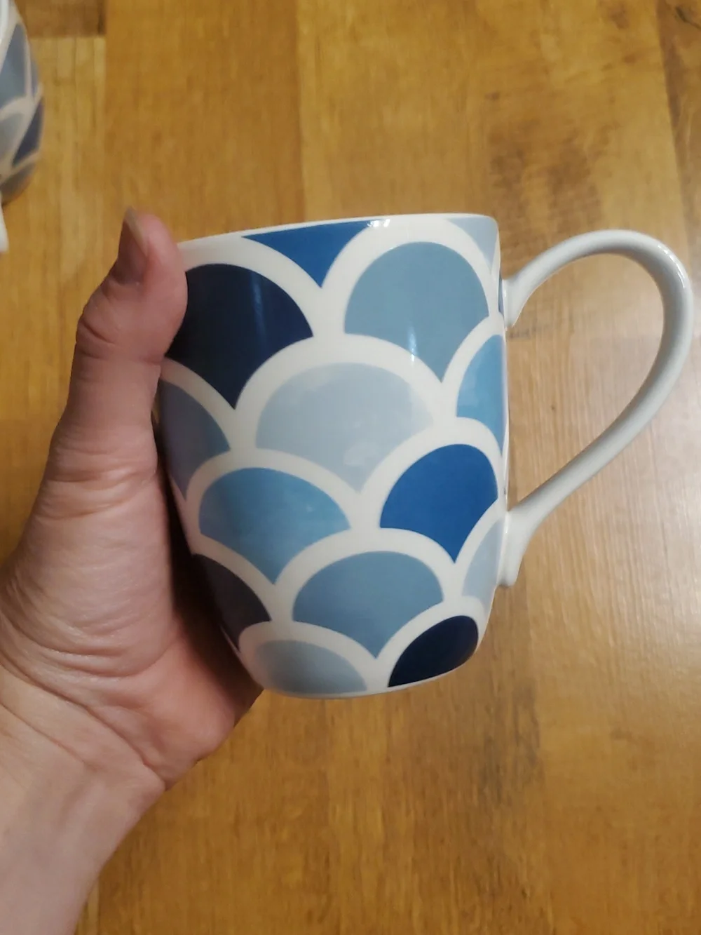 Crate & Barrel 2 Set Mugs Blue Mermaid‎ Scale